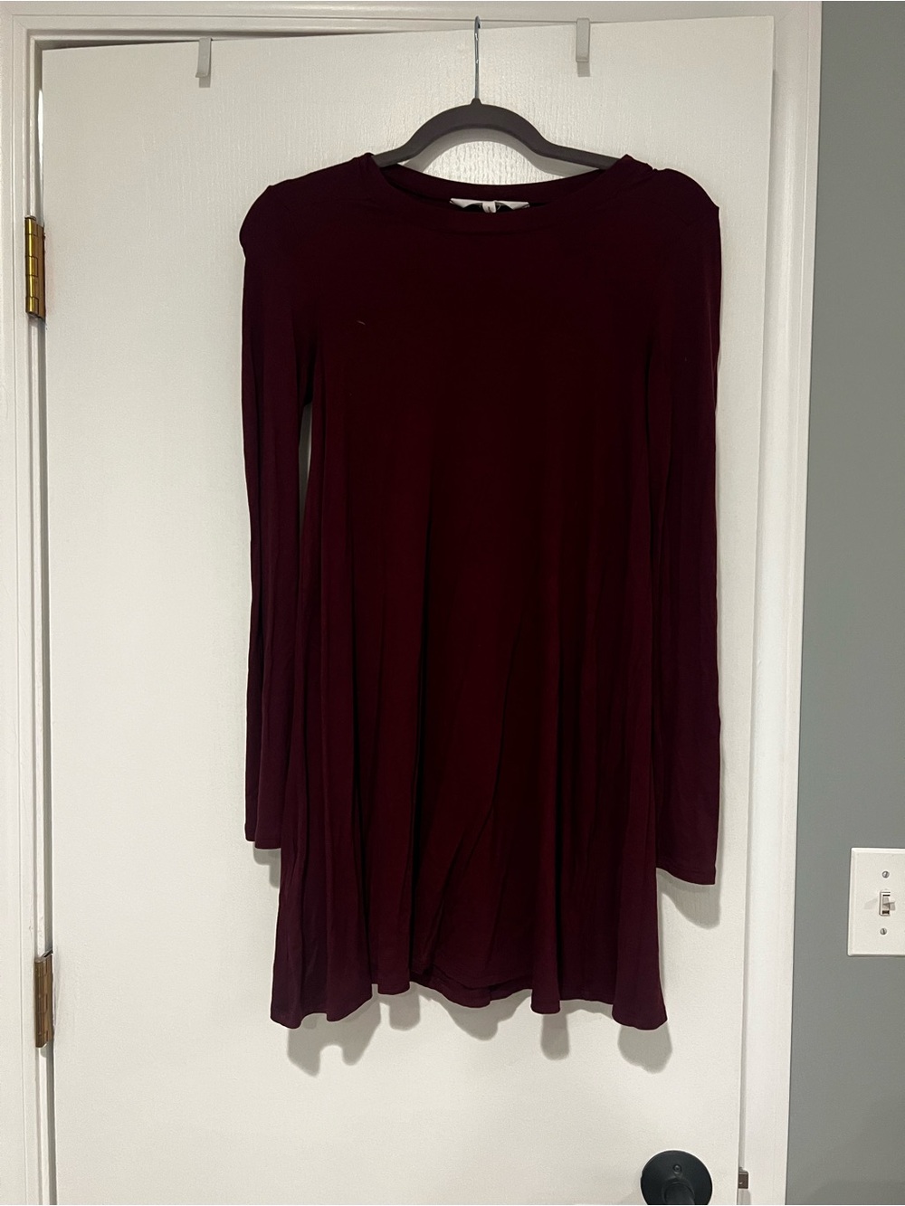 BCBGeneration Long-Sleeve Mini Dress in Deep Burgundy